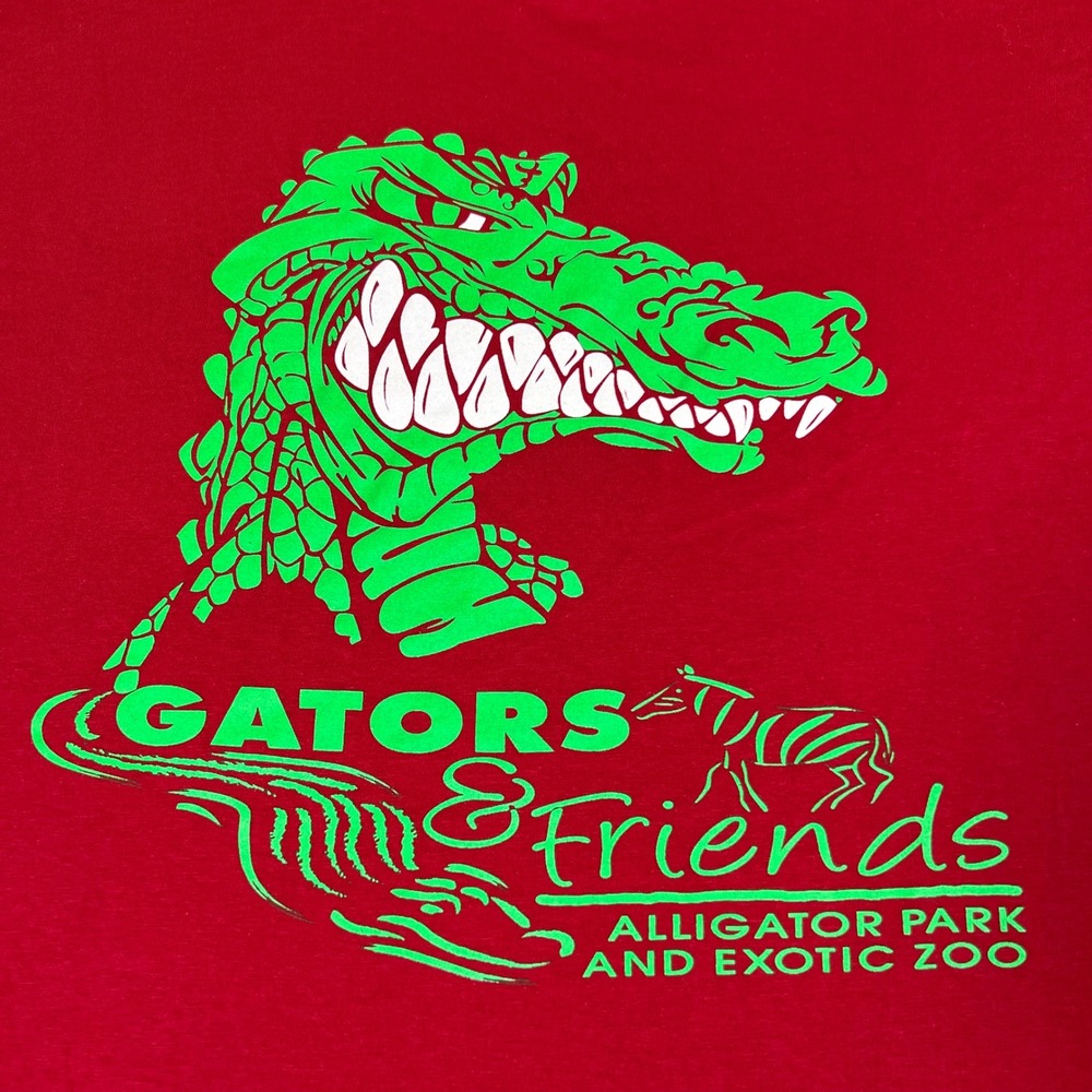 Gators & Friends Alligator Park and Exotic Zoo T-Shirt Mens XL Red Louisiana - Picture 3 of 7